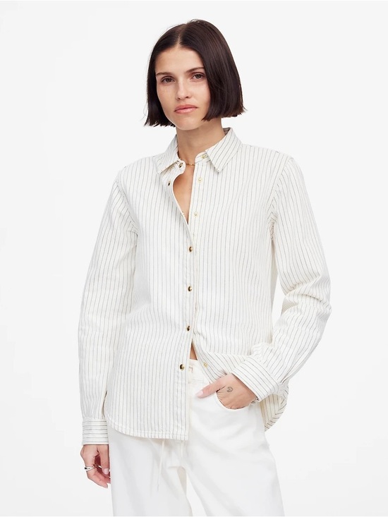 Madewell Tops - Madewell Denim Classic Button-Up Shirt‎ in Pinstripe Railroad Stripes Rigid